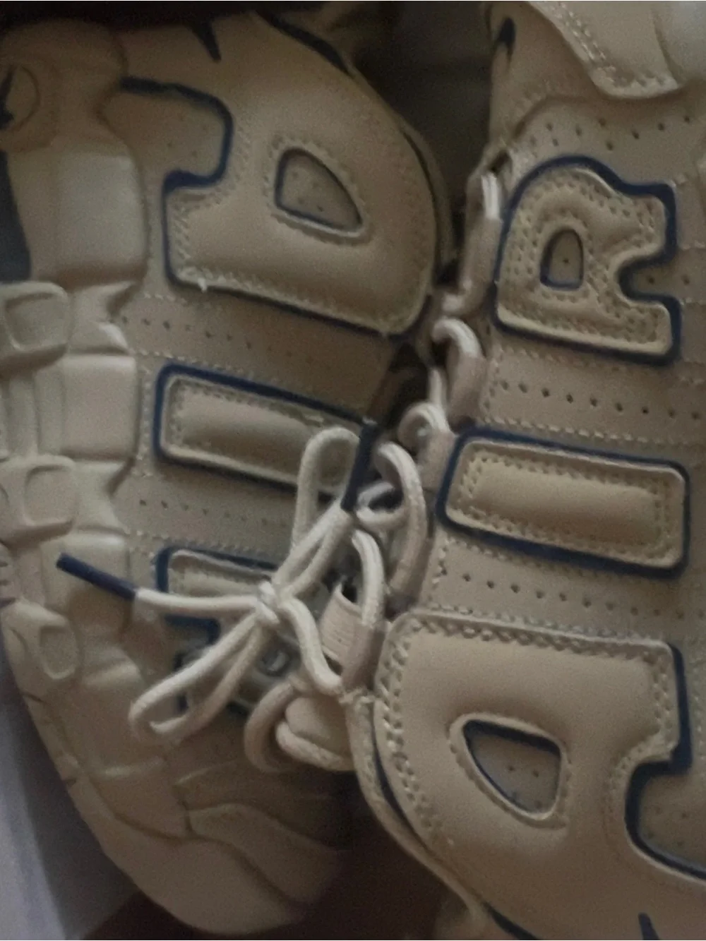 Nike Kids Beige Sneakers with Blue Trim